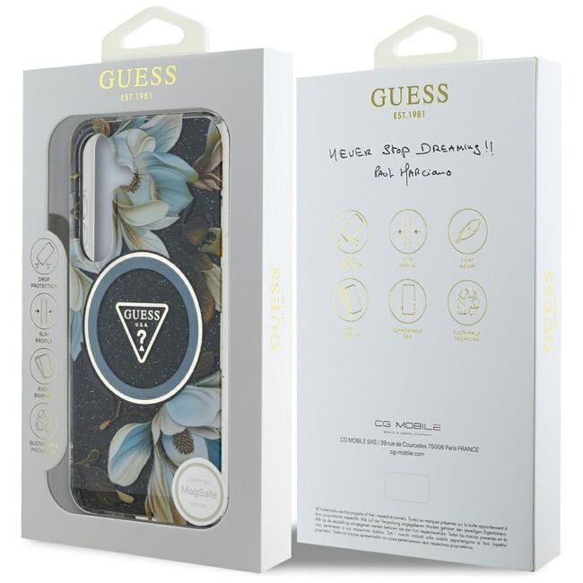 Husa premium pentru  Samsung Galaxy S25 compatibila MagSafe Guess Luxury Series - Verde inchis