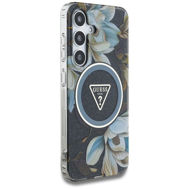 Husa premium pentru  Samsung Galaxy S25 compatibila MagSafe Guess Luxury Series - Verde inchis