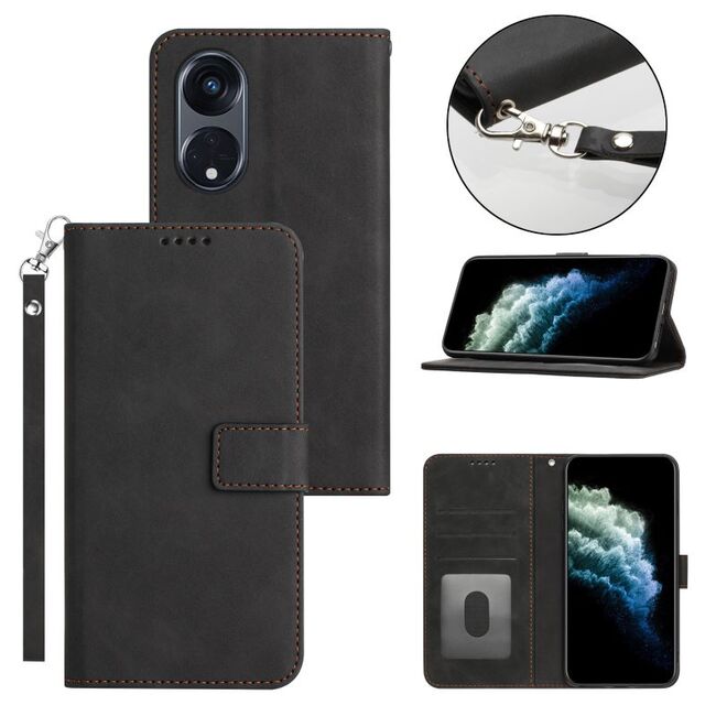 Husa pentru Oppo A79 Wallet Premium tip carte, negru