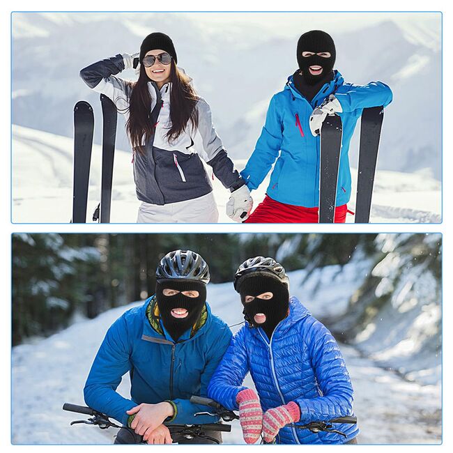 Cagula balaclava cu 3 gauri pentru ski neagra unisex Techsuit