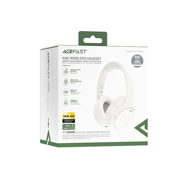 Casti Wireless Bluetooth 5.3, IPX4, Hi-Fi, Acefast H6, alb