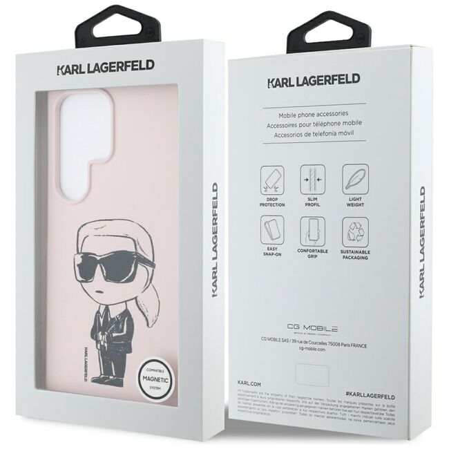 Husa premium pentru  Samsung Galaxy S25 Ultra Karl Lagerfeld compatibila Magsafe - Roz