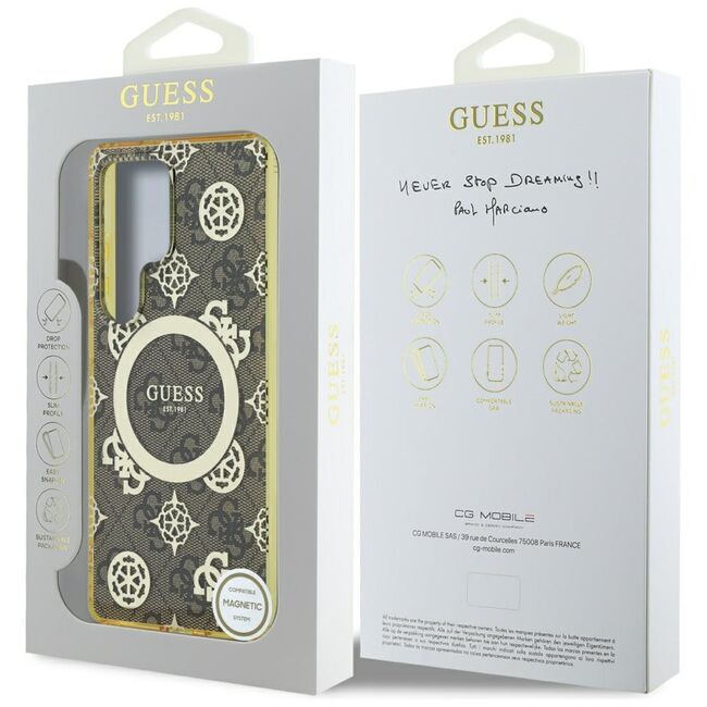 Husa premium pentru  Samsung Galaxy S25 Ultra compatibila MagSafe Guess Luxury Series - Maro deschis