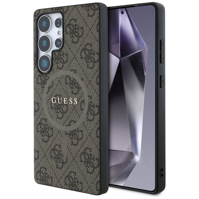 Husa premium pentru  Samsung Galaxy S25 Ultra compatibila MagSafe Guess Luxury Series - Maro inchis