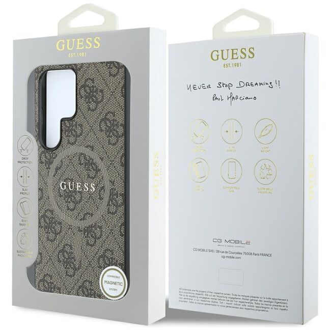 Husa premium pentru  Samsung Galaxy S25 Ultra compatibila MagSafe Guess Luxury Series - Maro inchis