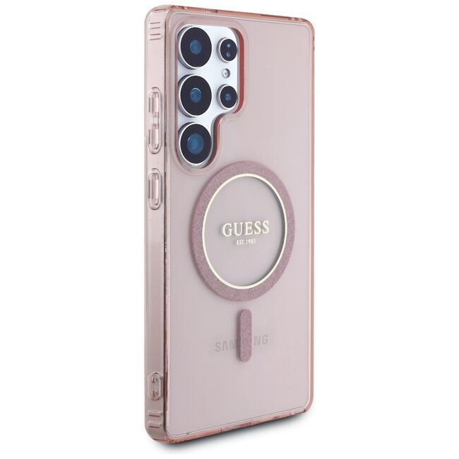 Husa premium pentru  Samsung Galaxy S25 Ultra compatibila MagSafe Guess Luxury Series - Roz pal