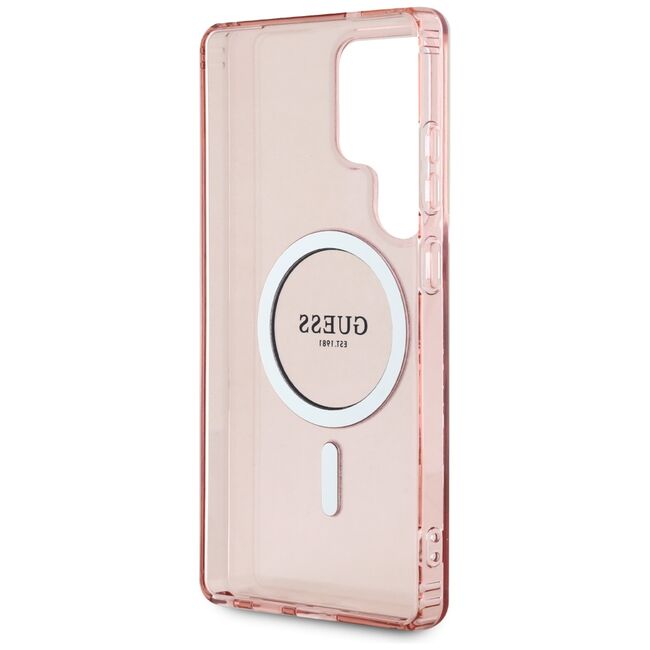 Husa premium pentru  Samsung Galaxy S25 Ultra compatibila MagSafe Guess Luxury Series - Roz pal