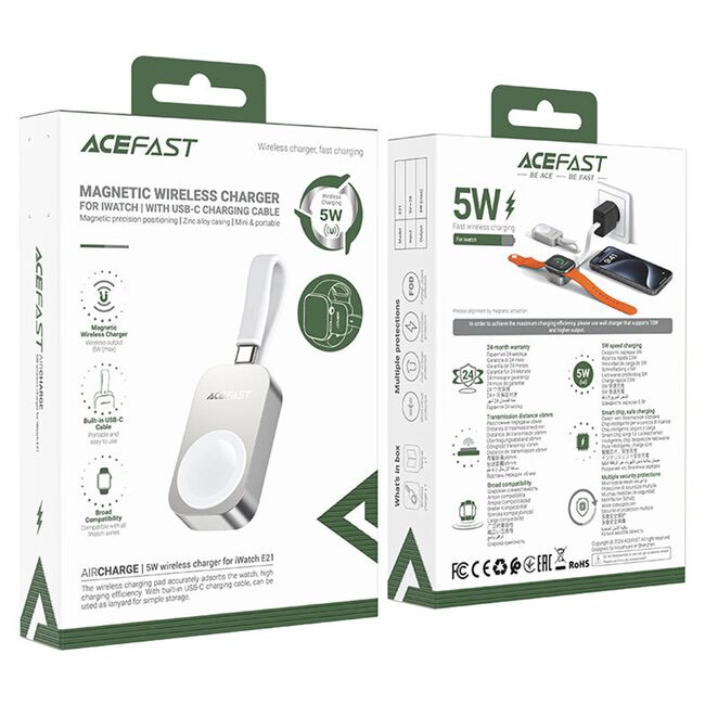 Incarcator wireless pentru iWatch Acefast E21, cablu Type-C, 5W