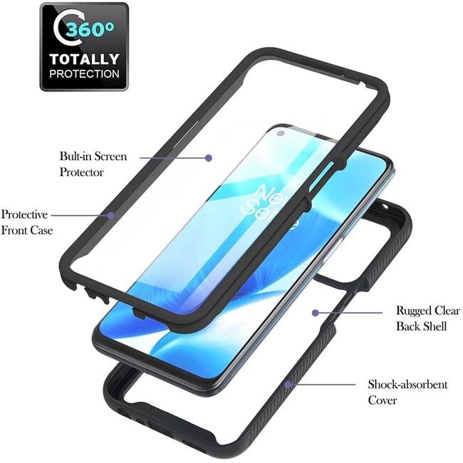 Pachet 360: Husa cu folie integrata pentru Motorola Moto G55 Defense360 (fata spate) - negru