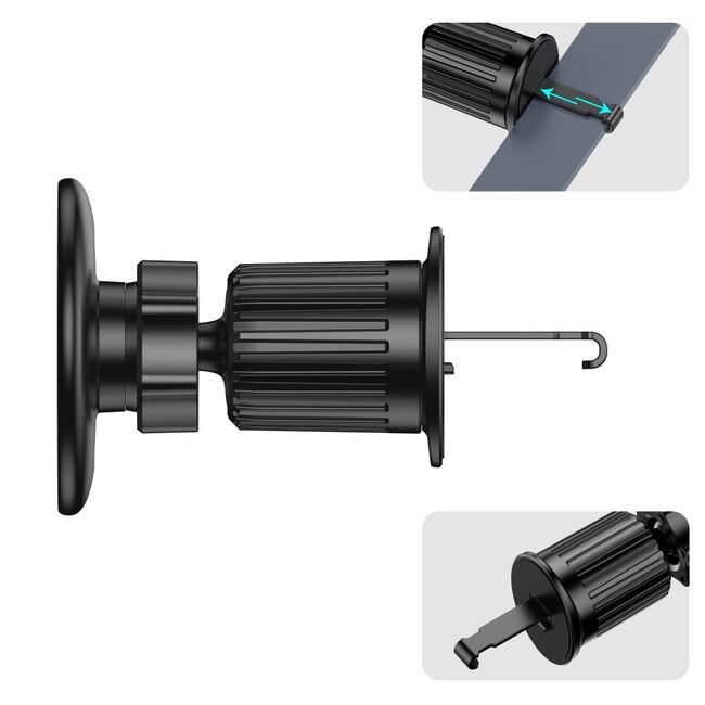 Suport auto universal cu prindere magnetica puternica si compatibilitate MagSafe, fixare stabila pe grila de ventilatie, Rotire 360, negru