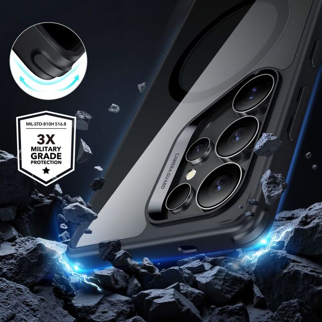Husa premium pentru  Samsung Galaxy S25 Ultra compatibila MagSafe ESR - Classic Hybrid HaloLock - Transparent negru