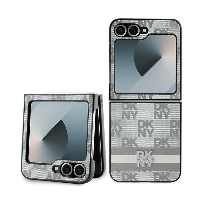 Husa premium pentru  Samsung Galaxy Z Flip 6 DKNY Pattern Energy - Gri deschis