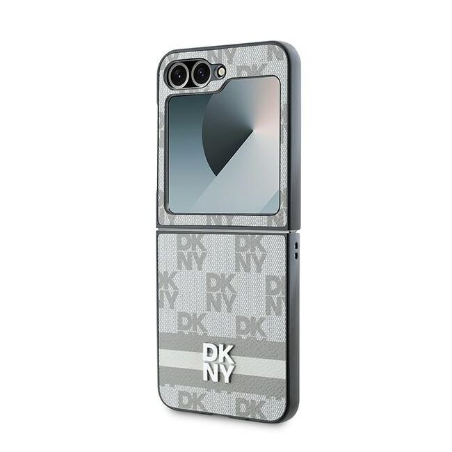 Husa premium pentru  Samsung Galaxy Z Flip 6 DKNY Pattern Energy - Gri deschis