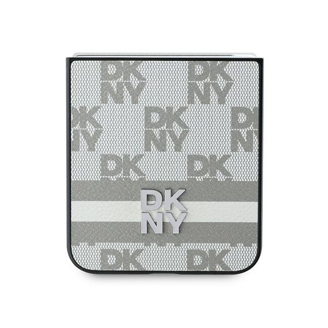 Husa premium pentru  Samsung Galaxy Z Flip 6 DKNY Pattern Energy - Gri deschis