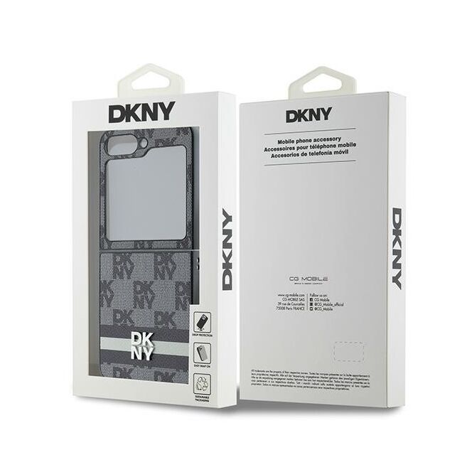 Husa premium pentru  Samsung Galaxy Z Flip 6 DKNY Pattern Energy - Gri