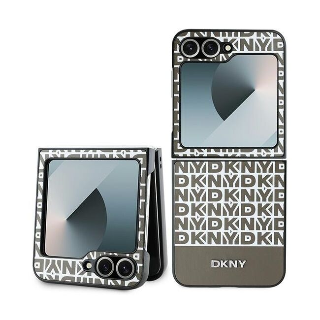 Husa premium pentru  Samsung Galaxy Z Flip 6 DKNY Pattern Energy - Maro