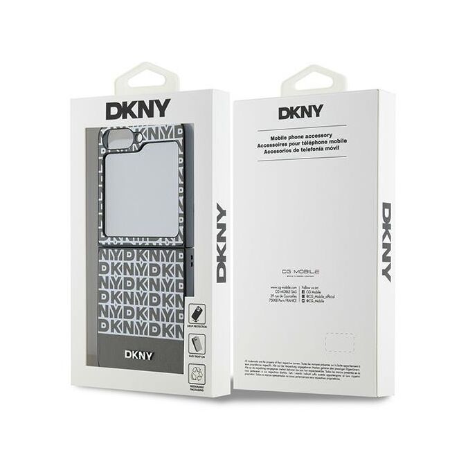 Husa premium pentru  Samsung Galaxy Z Flip 6 DKNY Pattern Energy - Maro