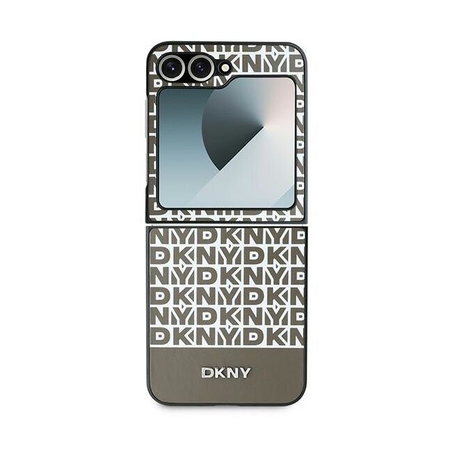 Husa premium pentru  Samsung Galaxy Z Flip 6 DKNY Pattern Energy - Maro