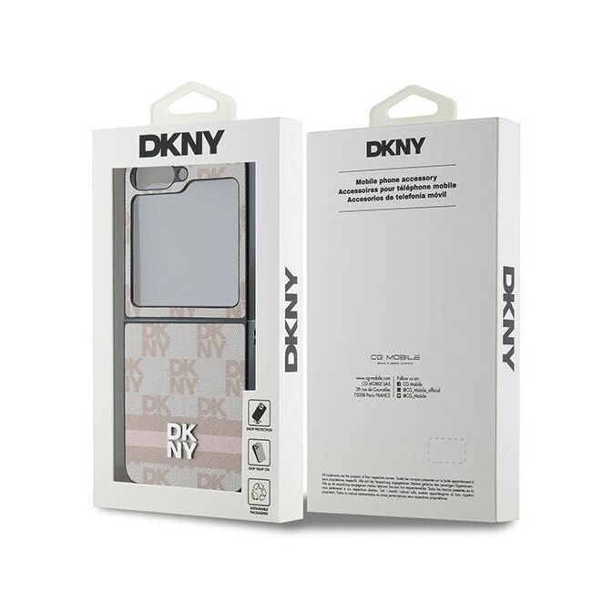 Husa premium pentru  Samsung Galaxy Z Flip 6 DKNY Pattern Energy - Roz