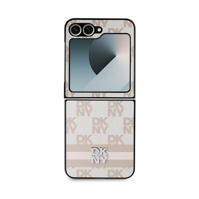 Husa premium pentru  Samsung Galaxy Z Flip 6 DKNY Pattern Energy - Roz
