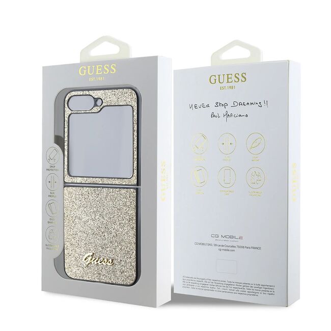Husa premium pentru  Samsung Galaxy Z Flip 6 Guess Elegance Series - Auriu