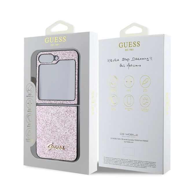 Husa premium pentru  Samsung Galaxy Z Flip 6 Guess Elegance Series - Roz