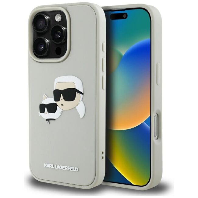 Husa premium pentru  iPhone 16 Pro Max Karl Lagerfeld superior quality - Gri