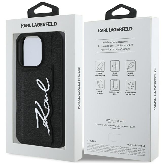Husa premium pentru  iPhone 16 Pro Max Karl Lagerfeld superior quality - Negru mat