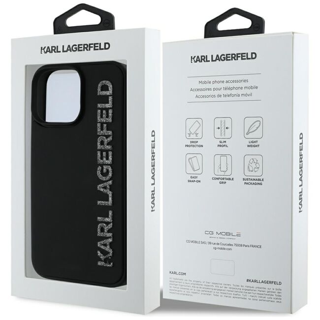 Husa premium pentru  iPhone 16 Pro Max Karl Lagerfeld superior quality - Negru royal