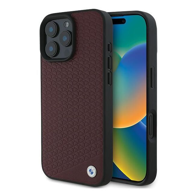 Husa premium pentru  iPhone 16 Pro Max compatibila MagSafe BMW Signature - Bordeaux