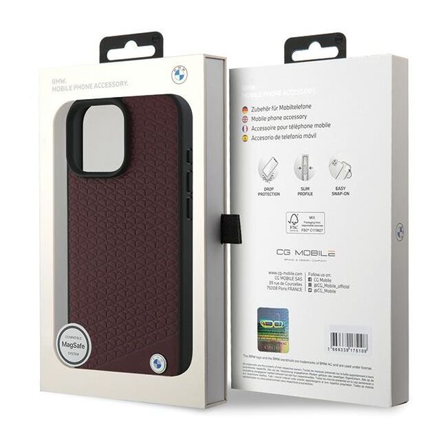 Husa premium pentru  iPhone 16 Pro Max compatibila MagSafe BMW Signature - Bordeaux