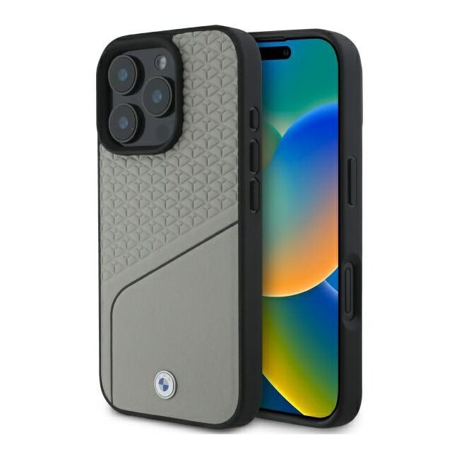 Husa premium pentru  iPhone 16 Pro Max compatibila MagSafe BMW Signature - Gri deschis