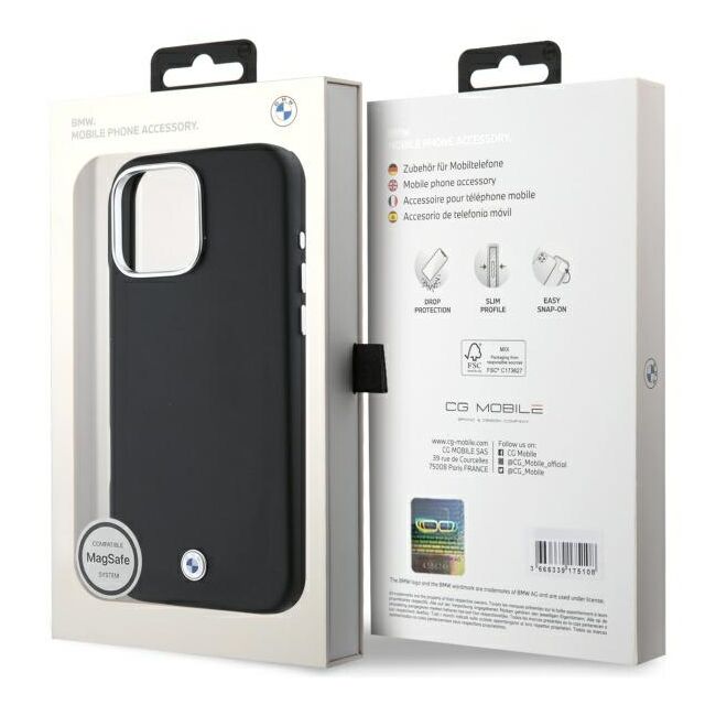 Husa premium pentru  iPhone 16 Pro Max compatibila MagSafe BMW Signature - Negru electric