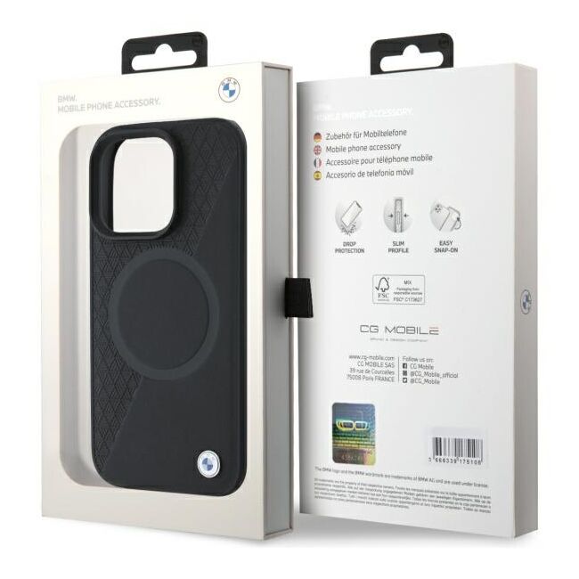 Husa premium pentru  iPhone 16 Pro Max compatibila MagSafe BMW Signature - Negru mat