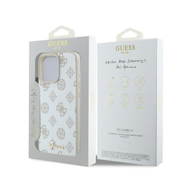 Husa premium pentru  iPhone 16 Pro Max compatibila MagSafe Guess Luxury Series - Alb