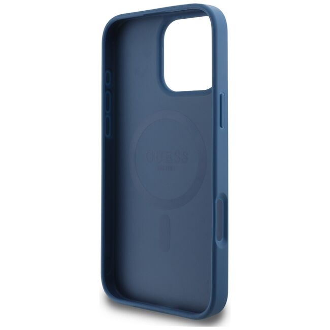 Husa premium pentru  iPhone 16 Pro Max compatibila MagSafe Guess Luxury Series - Albastru