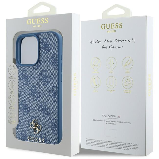 Husa premium pentru  iPhone 16 Pro Max compatibila MagSafe Guess Luxury Series - Albastru