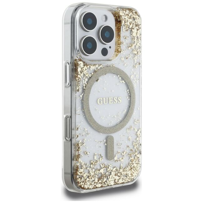 Husa premium pentru  iPhone 16 Pro Max compatibila MagSafe Guess Luxury Series - Auriu