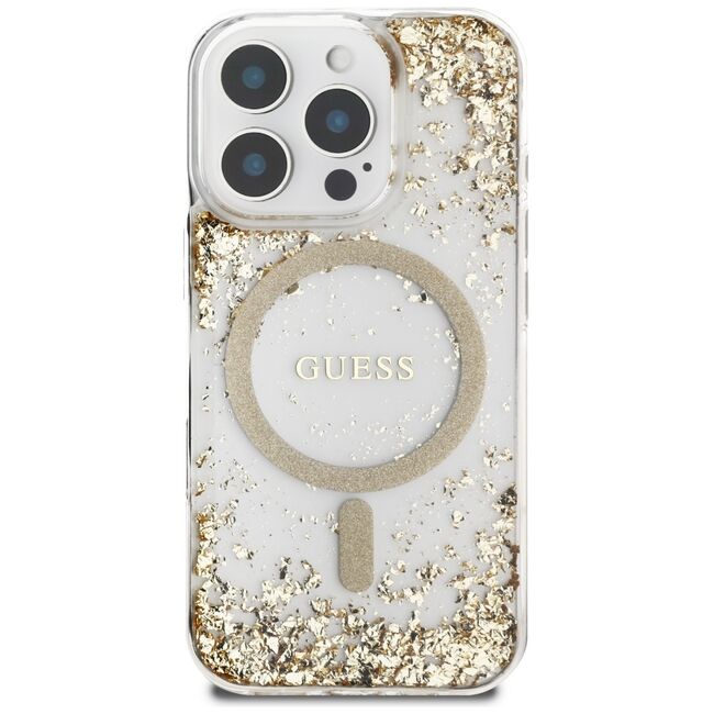 Husa premium pentru  iPhone 16 Pro Max compatibila MagSafe Guess Luxury Series - Auriu