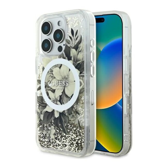 Husa premium pentru  iPhone 16 Pro Max compatibila MagSafe Guess Luxury Series - Bej