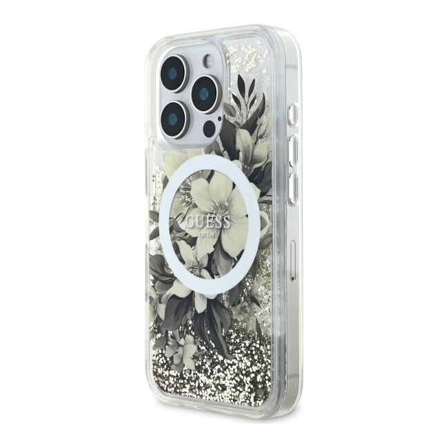 Husa premium pentru  iPhone 16 Pro Max compatibila MagSafe Guess Luxury Series - Bej