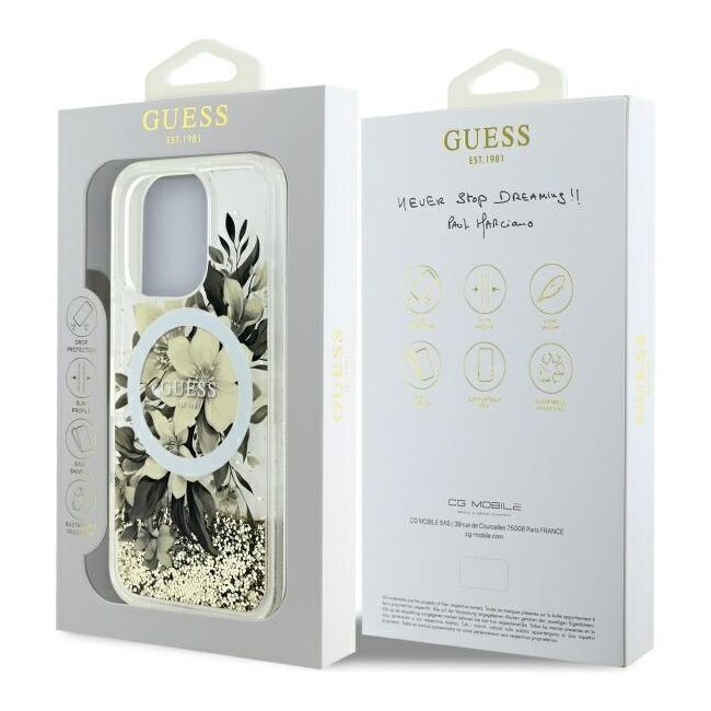 Husa premium pentru  iPhone 16 Pro Max compatibila MagSafe Guess Luxury Series - Bej