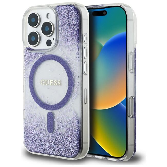 Husa premium pentru  iPhone 16 Pro Max compatibila MagSafe Guess Luxury Series - Mov