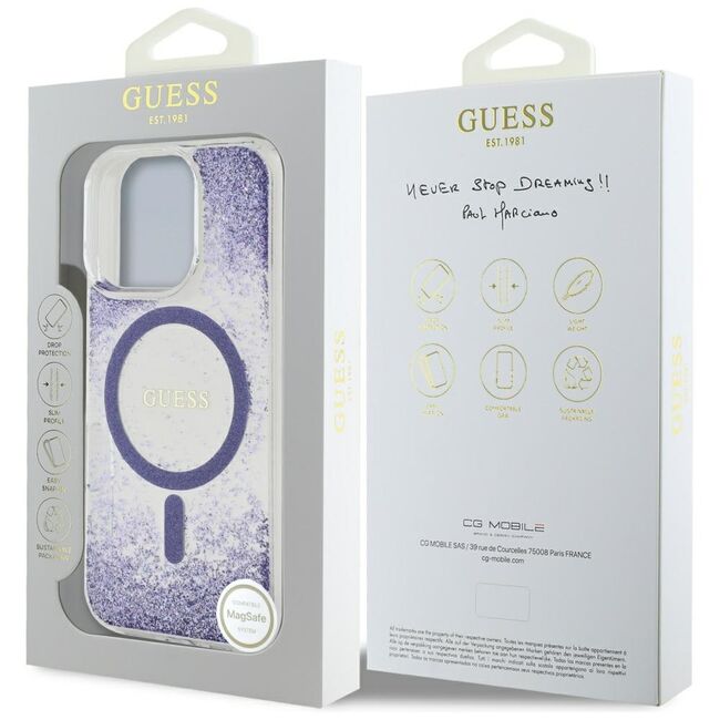 Husa premium pentru  iPhone 16 Pro Max compatibila MagSafe Guess Luxury Series - Mov