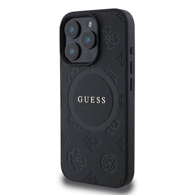 Husa premium pentru  iPhone 16 Pro Max compatibila MagSafe Guess Luxury Series - Negru