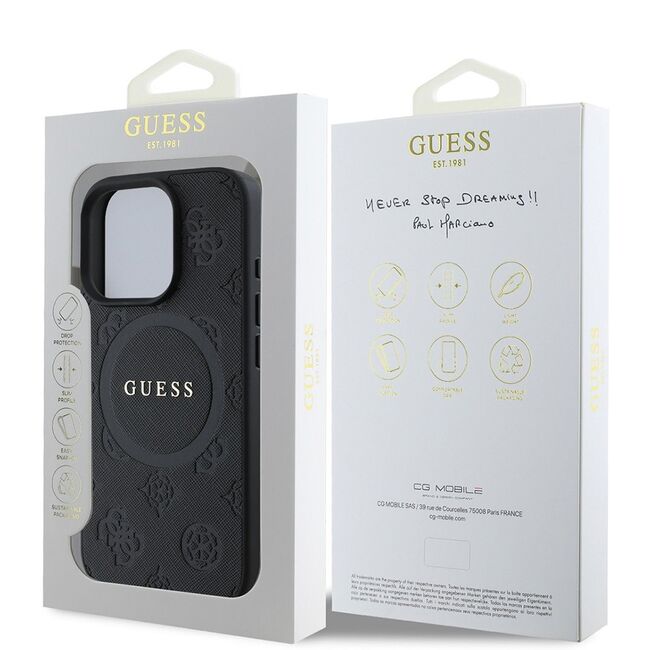 Husa premium pentru  iPhone 16 Pro Max compatibila MagSafe Guess Luxury Series - Negru