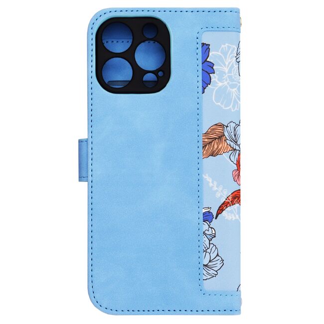 Husa tip carte pentru  iPhone 16 Pro Max, functie stand si port carduri, Albastru