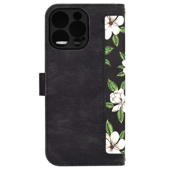 Husa tip carte pentru  iPhone 16 Pro Max, functie stand si port carduri, Negru