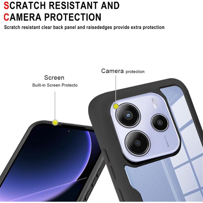 Pachet 360: Husa cu folie integrata pentru  Xiaomi Redmi Note 14 4G Cover360 fata / spate - Albastru