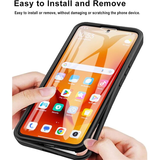 Pachet 360: Husa cu folie integrata pentru  Xiaomi Redmi Note 14 4G Cover360 fata / spate - Albastru